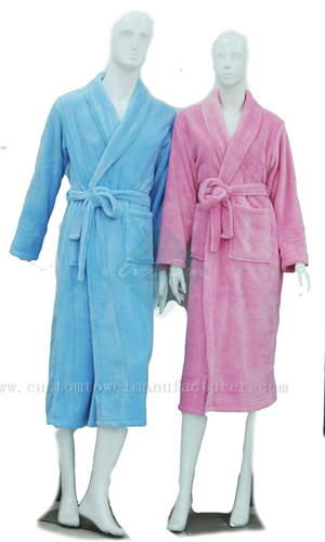 China Bulk OEM Microfiber towel bathrobe supplier Custom Adult Bathroom Dress Gowns Producer